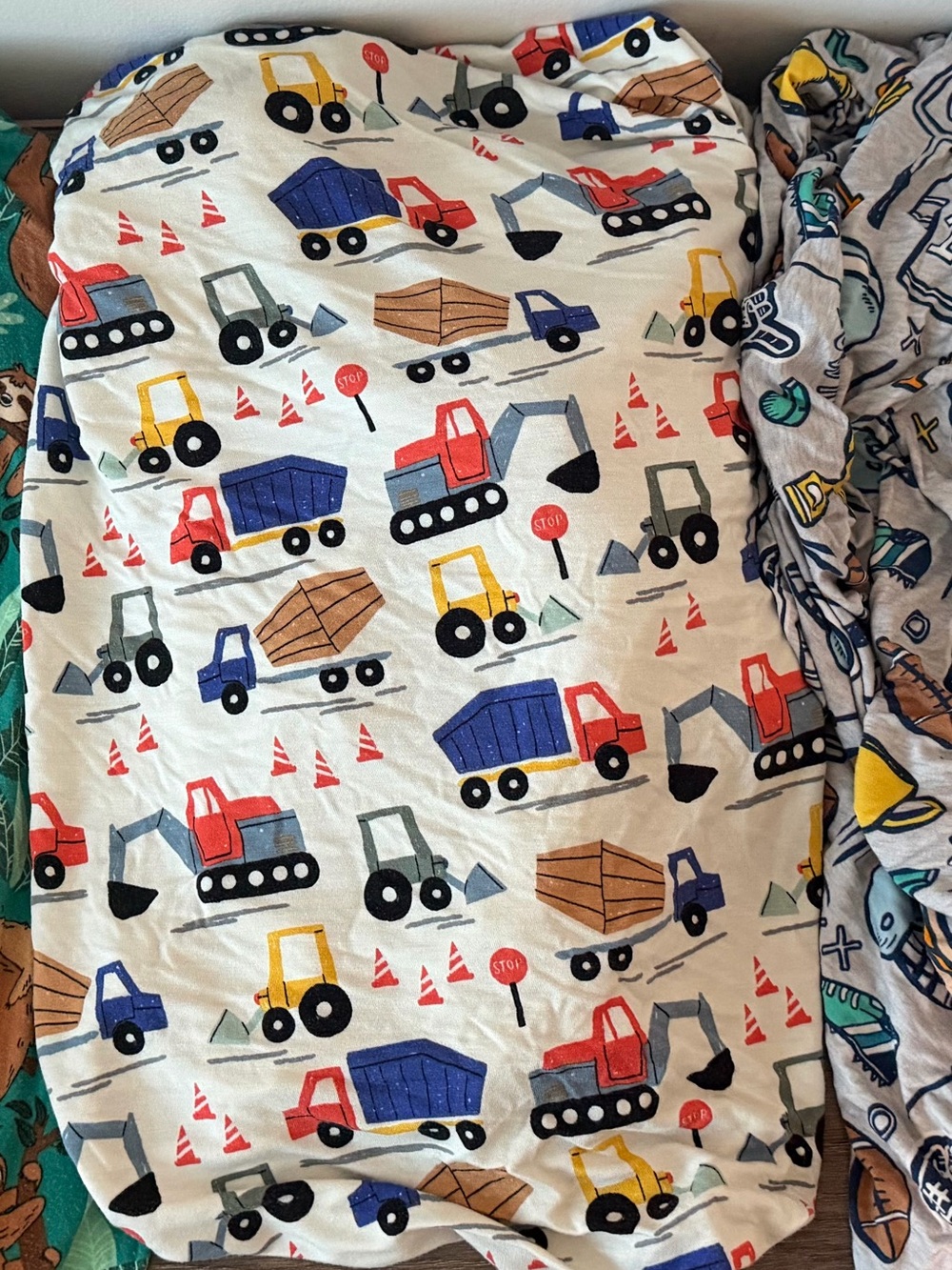 Little sleepies construction crib sheets